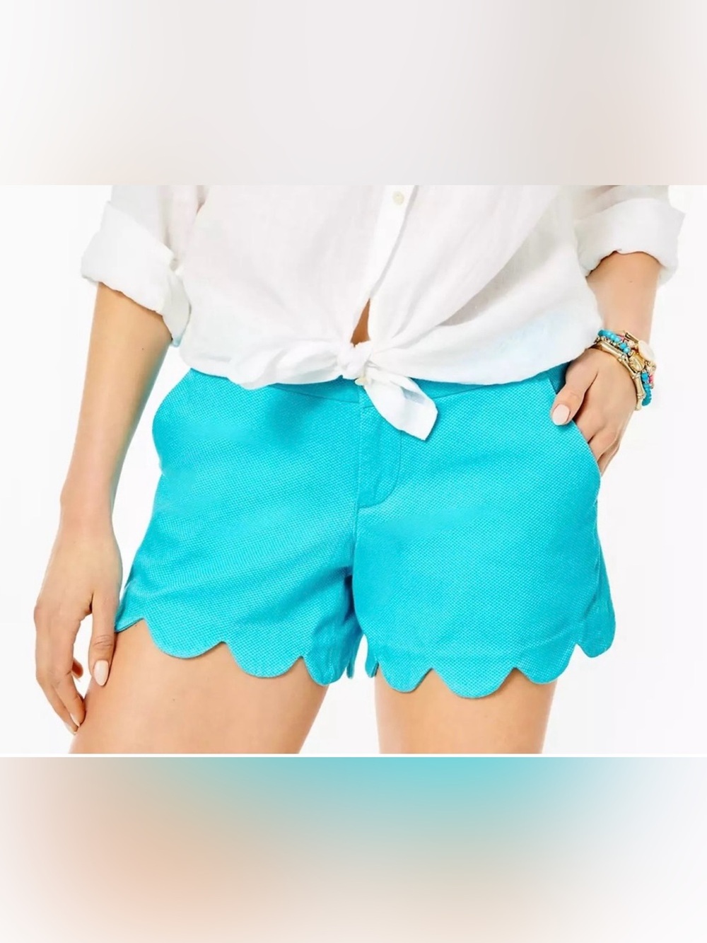 Lilly Pulitzer Turquoise Scalloped Hem Shorts